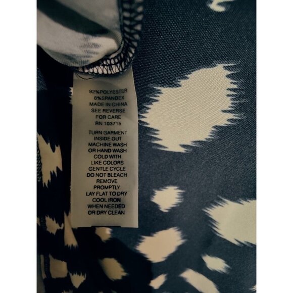 Phase Seven Blue & Beige Surplice V-Neck Midi Stretch Dress Short Sleeve 16 - Picture 6 of 7